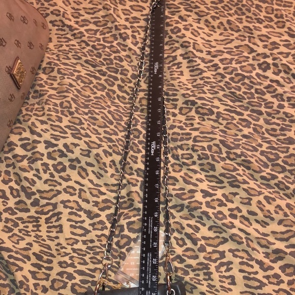 SS Fashion faux leather crossbody very dark gray black turquoise studded crosses - Picture 14 of 16